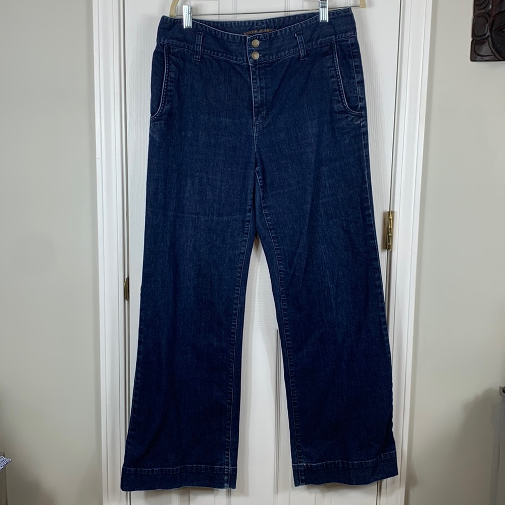 Lauren Jeans Ralph Lauren wide legged blue jeans. Size 12. High waisted 2 button